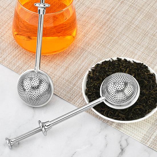Hervidor de Té Infusor de Té de Hojas Sueltas Bola de Té de Acero Inoxidable con Colador de Malla Fina y Mango Largo Retráctil Infusor de Té Reutilizable para Té de Hierbas Negro