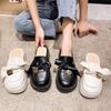 Thick-soled bag head half-drag girl 2025 spring and autumn new Internet celebrity single shoes Korean version bow retro medium heel cool slippers