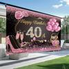 2D Flat Design, 1 Piece, 40th Birthday Banner Background, Suitable for Milestone Celebrations and Valentine's Day