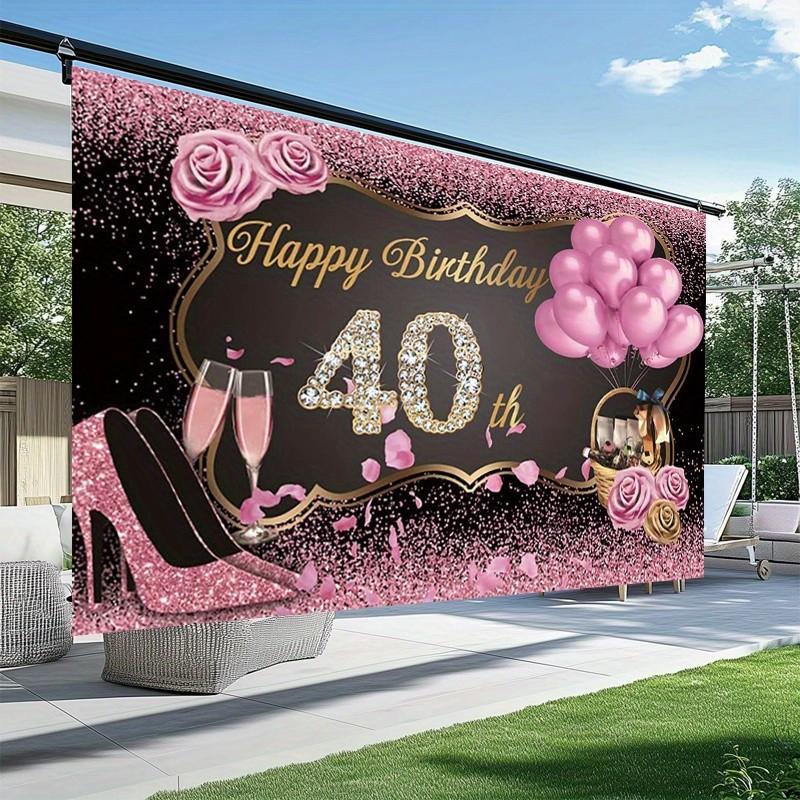 2D Flat Design, 1 Piece, 40th Birthday Banner Background, Suitable for Milestone Celebrations and Valentine's Day