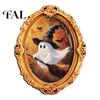 Cute Ghost Oil Painting Magnets Vintage Halloween Fridge Magnet, Retro Gold Frame Refrigerator Decoration Holiday Magnet Set with Strong Magnetic
