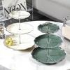 Elegant Lotus Silver Rim Three-Tier Fruit Plate