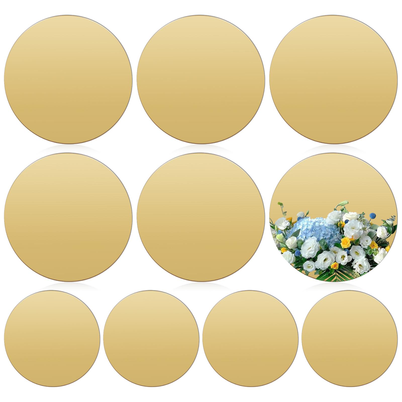 

10 шт. Круглое зеркало для дома, ванной комнаты, гостиной, декора 7,87 дюйма, акриловое самоклеящееся зеркало, круглая тарелка, зеркальный поднос золотистый