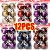 6/12Pcs Christmas Ball Pendant Mirrored Matte Snowflake Hanging Balls Reusable New Year Party Xmas Tree Charm Plastic Balls 6cm