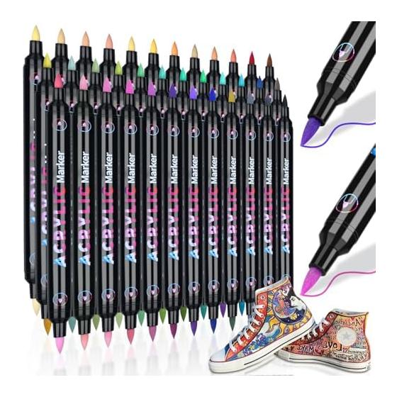 36 pieces, 72 colors, acrylic marker set, color pen, double-headed 2-color marker pen, acrylic pen, water-based pen, waterproof, quick-drying,