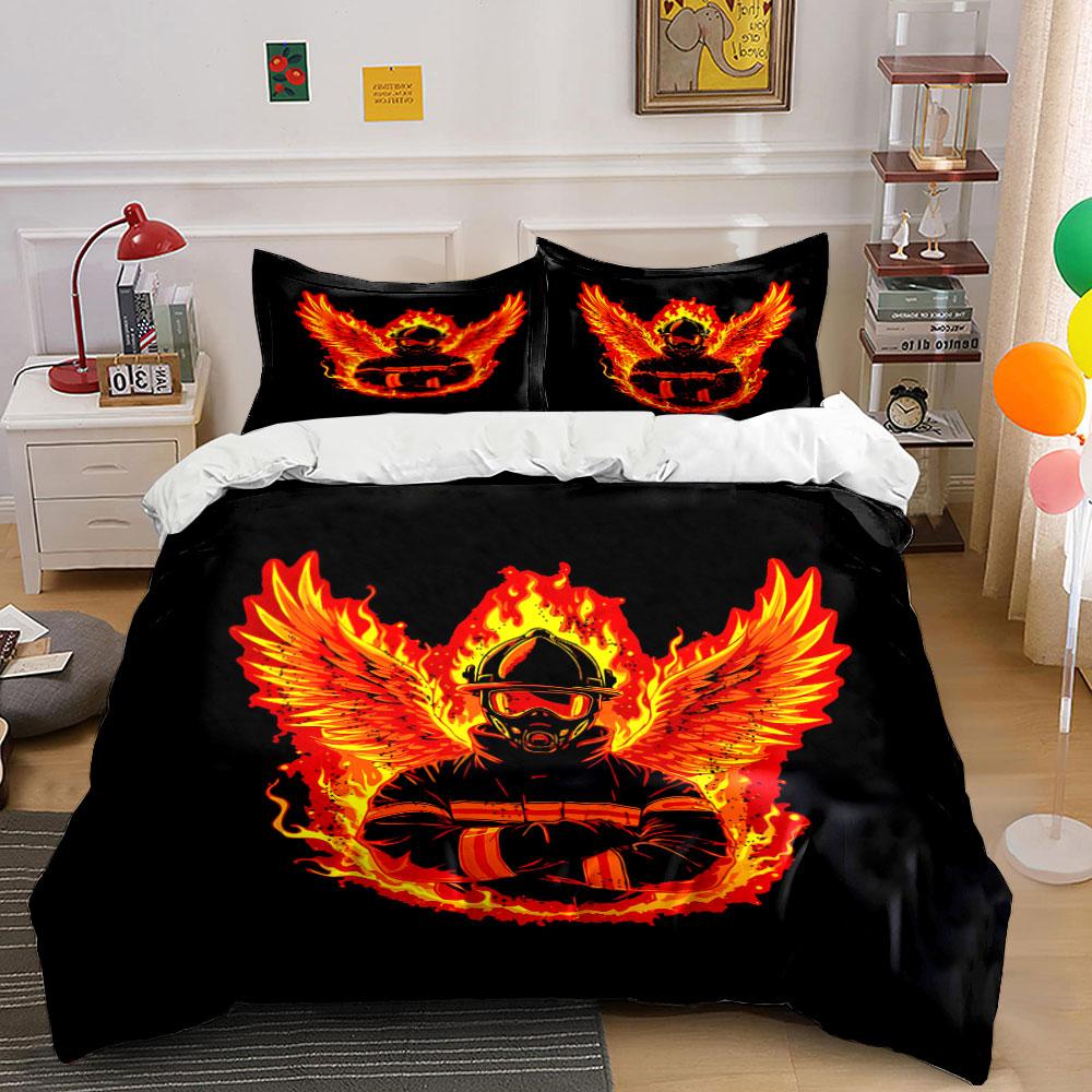 Feuerwehrmann Kunst Dekor Set Weiches Hautfreundliches Bettwäsche Set Enthält 1 Bettbezug Und 2 Kissenbezüge Geschenk