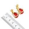 Pear Shaped Red Blue Stones Gold Color Jewelry Set For Women Stud Earrings Necklace Pendant Rings Gift Box
