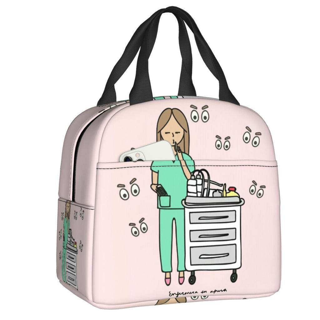 Bolsa de Almuerzo Térmica Aislada Personalizada Enfermera En Apuros Doctor Enfermera Salud Médica para Mujeres Refrigerador Portátil Fiambrera Térmica Escuela