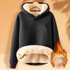 Inner Lining Composite Lamb Fleece Sweatshirt Thick Winter Loose Keep Warm Hoodie Peeking Women's Oversized Pullover