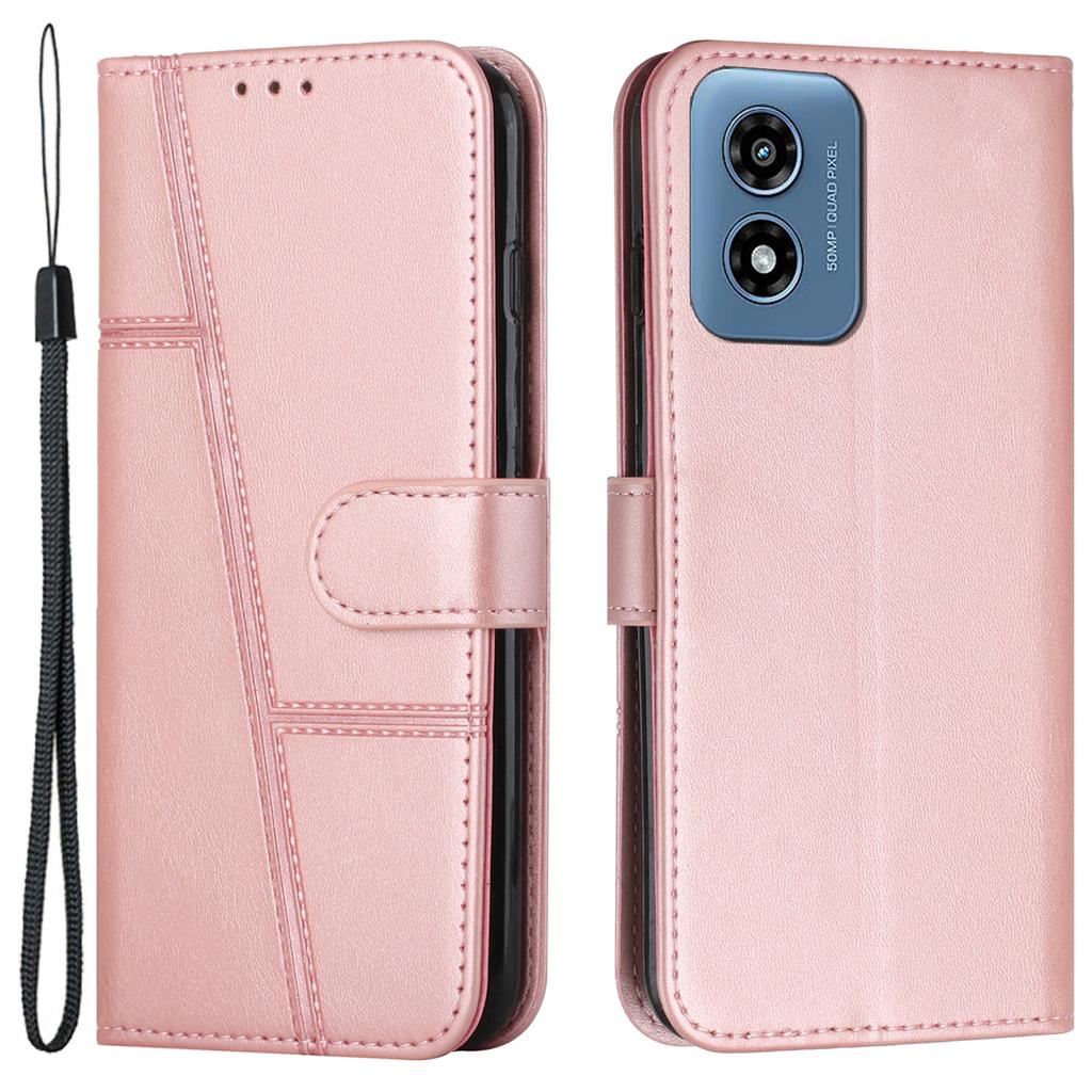 For Motorola Moto E14 4G/G04 4G/G04s 4G/G24 4G Case Wallet Calf Texture PU Leather Stand Phone Cover