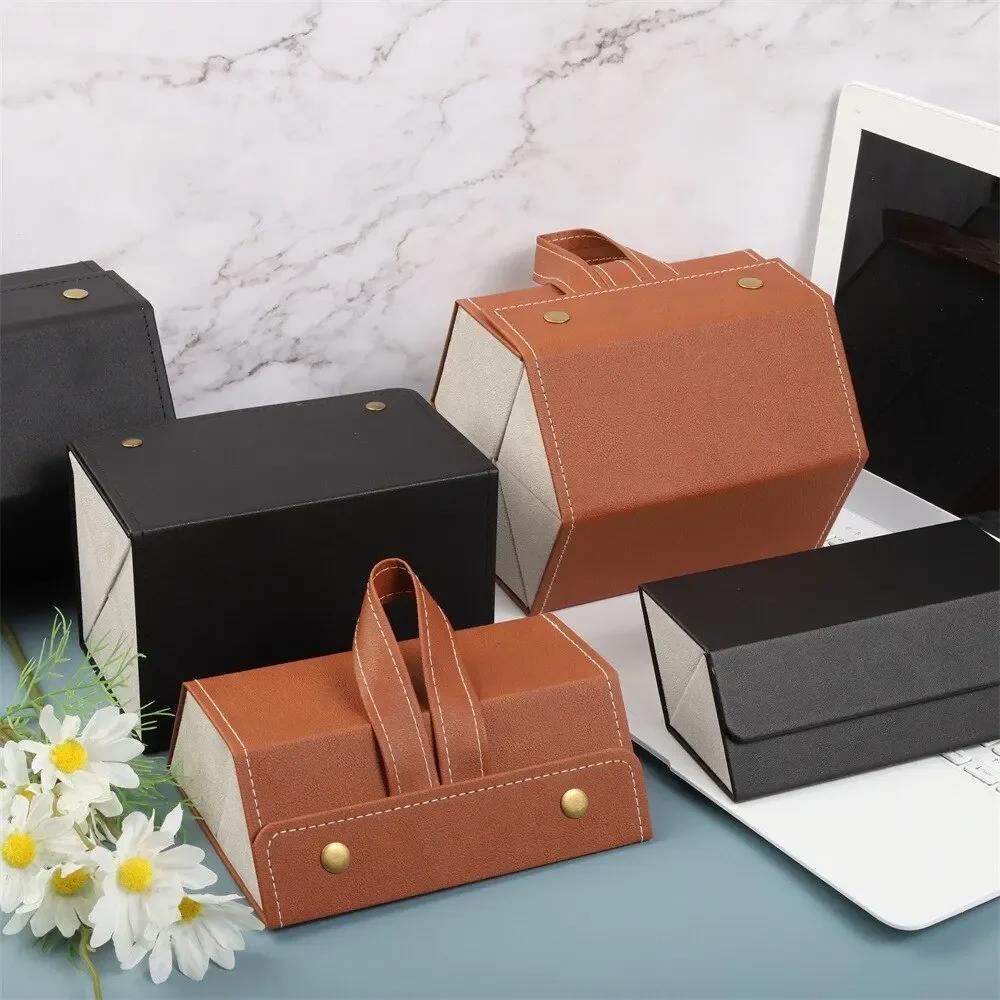 Portable Multi-Grid Foldable Glasses Organizer Travel Leather Eyeglasses Holder Display Storage Bags Jewelry Storage Organizer