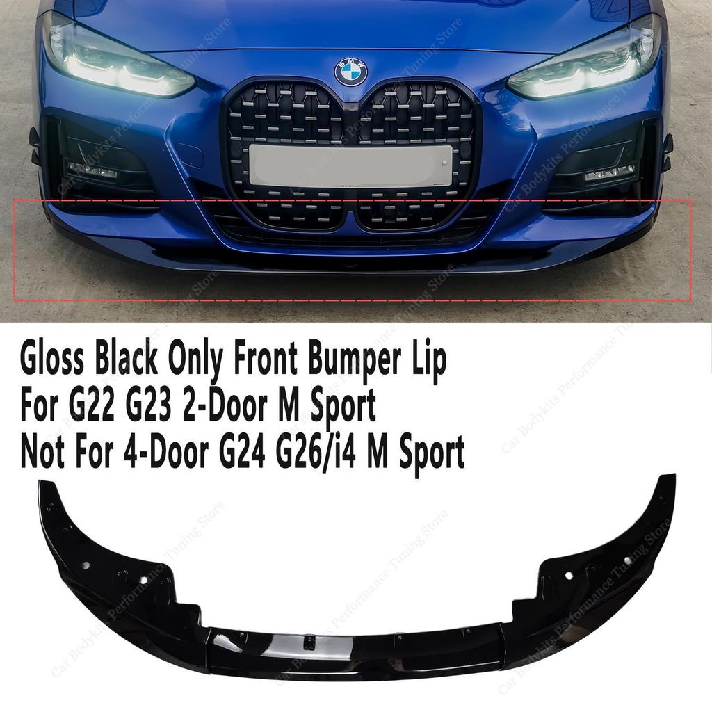 Gloss Black MP Front Bumper Splitter Lip&Areo Flicks Fog Lamp Trim Cover For BMW G22 G23 M Sport/M440i 2-Door 2019-2024 Tuning
