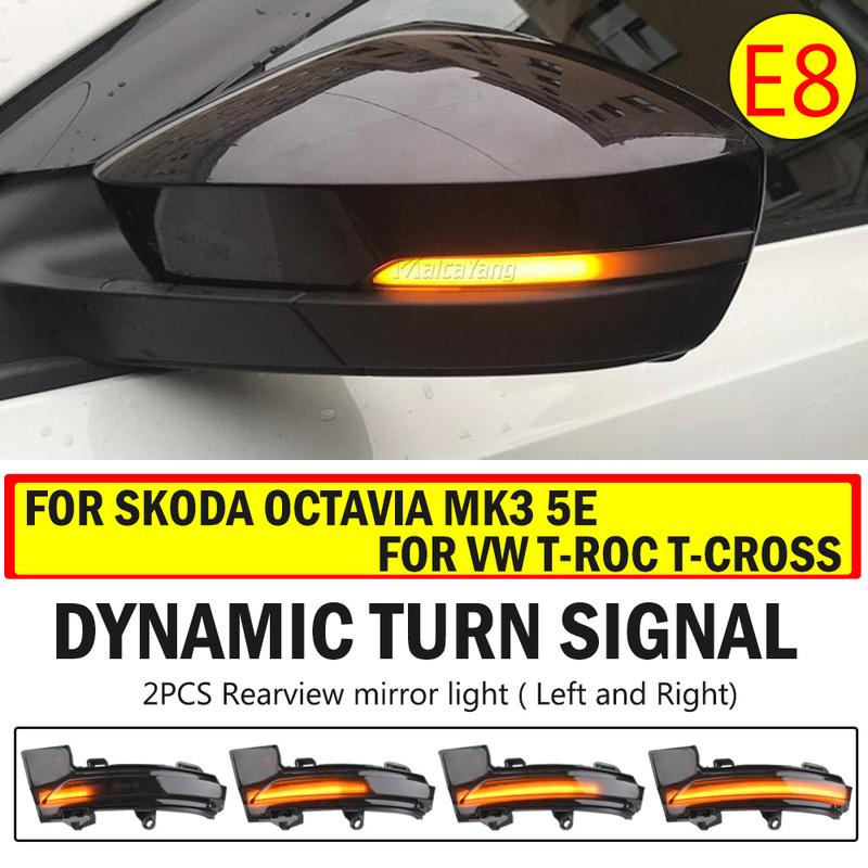 Dynamic LED Turn Signal Blinker For Skoda Octavia Mk3 A7 5E 2013-2018 For VW T-roc Troc T-cross 2018   Light