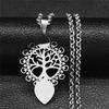 Tree of Life Stainless Steel Long Necklace for Men Black Color Necklaces & Pendants Jewelry cadenas para hombre N834S03