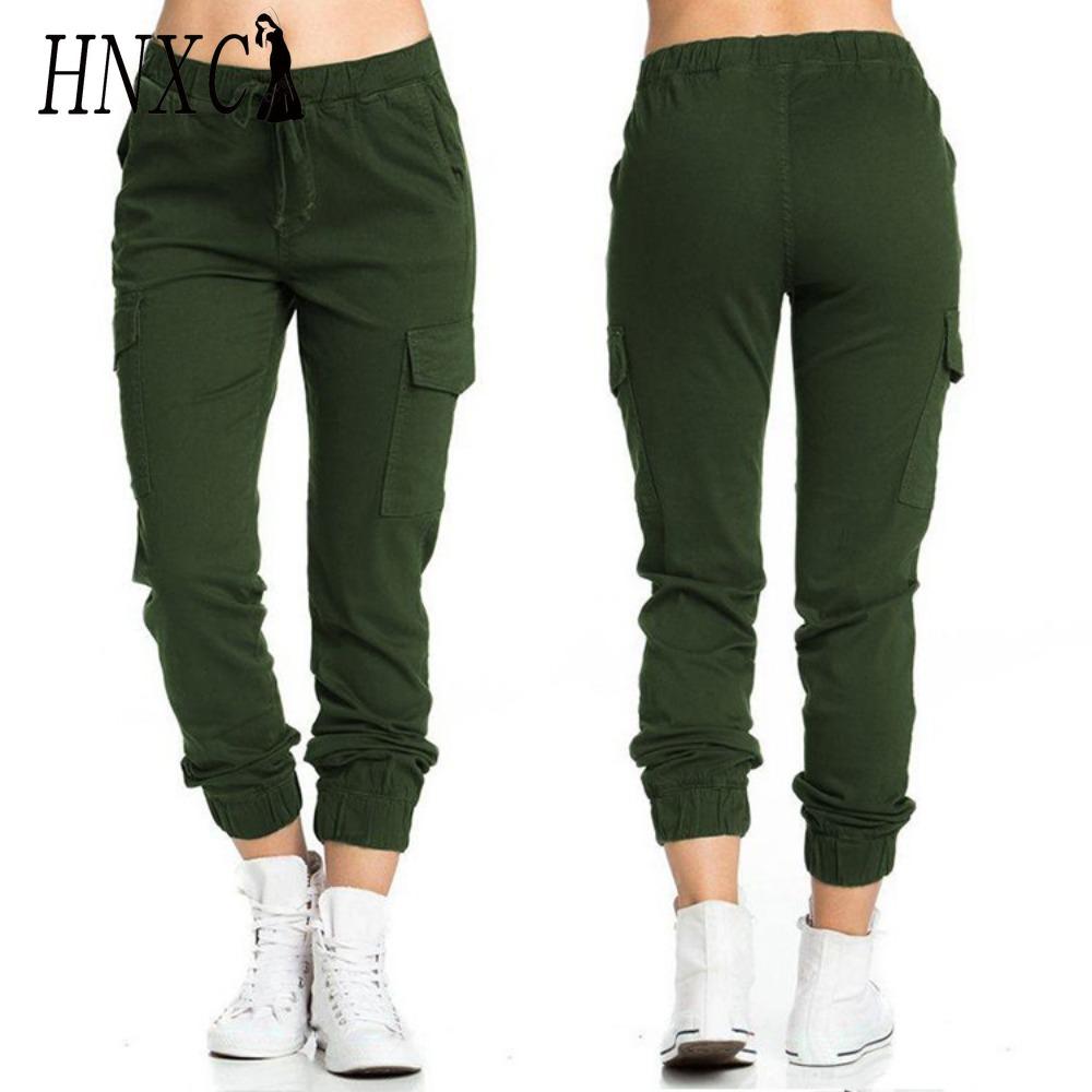 

HNXC Женские модные повседневные брюки и капри с однотонным принтом XXL армия зеленый