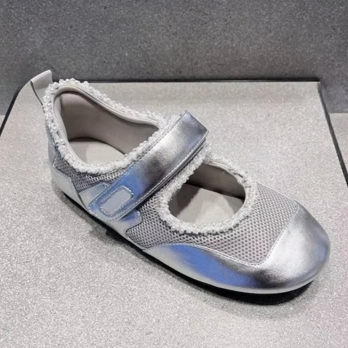 

Women Flats Mary Jane Breathable Vulcanized Sneakers Fashion Breathable Mesh Casual Walking Shoes Women Work Flat Luxury Shoes 40 срібний