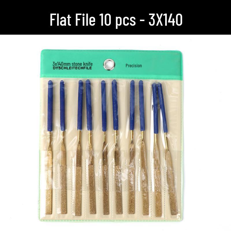 Titanium-Plated Diamond File Set: Flat/Incline with Extra Grade Carborundum for Precision Shaping, Free Shipping