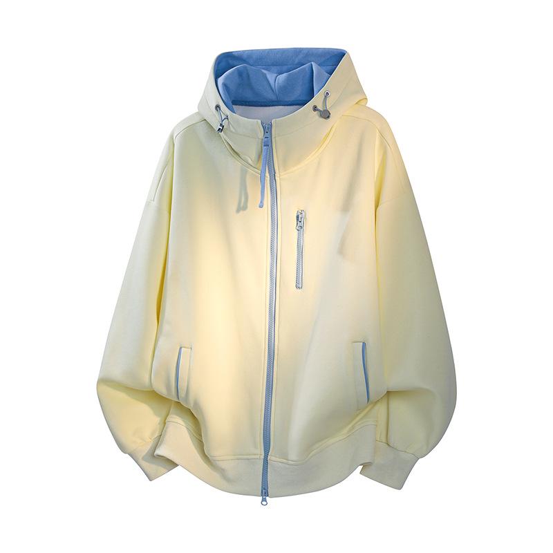 Unisex Autumn Colorblock Hoodie Cardigan - Trendy Sporty Jacket