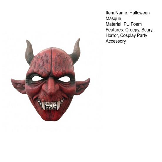 Durable Halloween Fancy Dress Scary Demon Masque for Adults, Horror Red Devil Full Theme Face Party, Haunted House, Cosplay Prop Breathable Foam