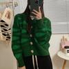 Cardigan Sweater 2023 Autumn Wave Stripe Sweater for Women Design Sense Knitted Cardigan Versatile and Lazy Sweater Female Coat