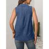 Summer Sleeveless V-neck Vest Shirt Women Casual Loose Blouse Large Office Chiffon Shirts Elegant Button-up Tops Solid Color Simple Fashion Clothing