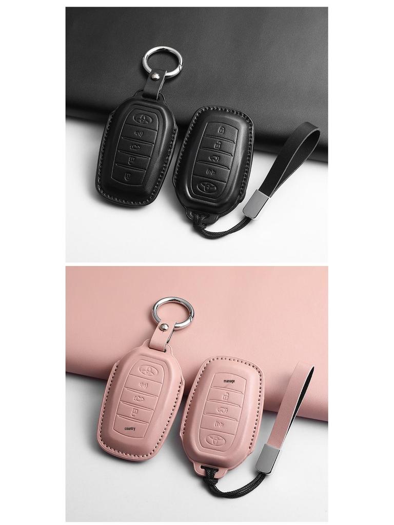 Toyota Tundra/Sequoia US Key Cover - Pink & Black Leather Shell 
