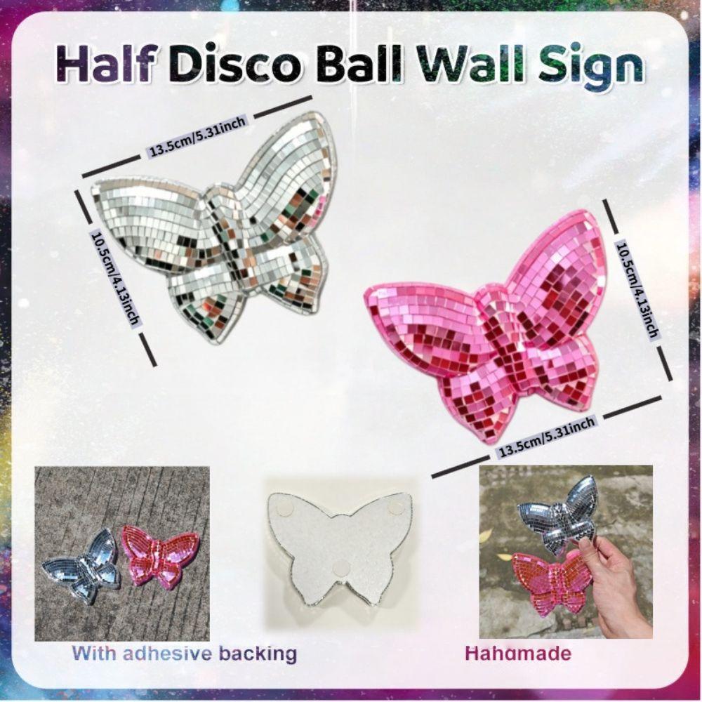 Reflective Surface Disco Mirror Ball 3D Butterfly Hemispherical Wall Decoration Party Supplies
