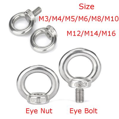 1-5PCS Lifting Eye Nuts/screw Ring Eyebolt Ring Hooking Nut Screws M3 M4 M5 M6 M8 M10 M12 M14 M16 304 Stainless Steel
