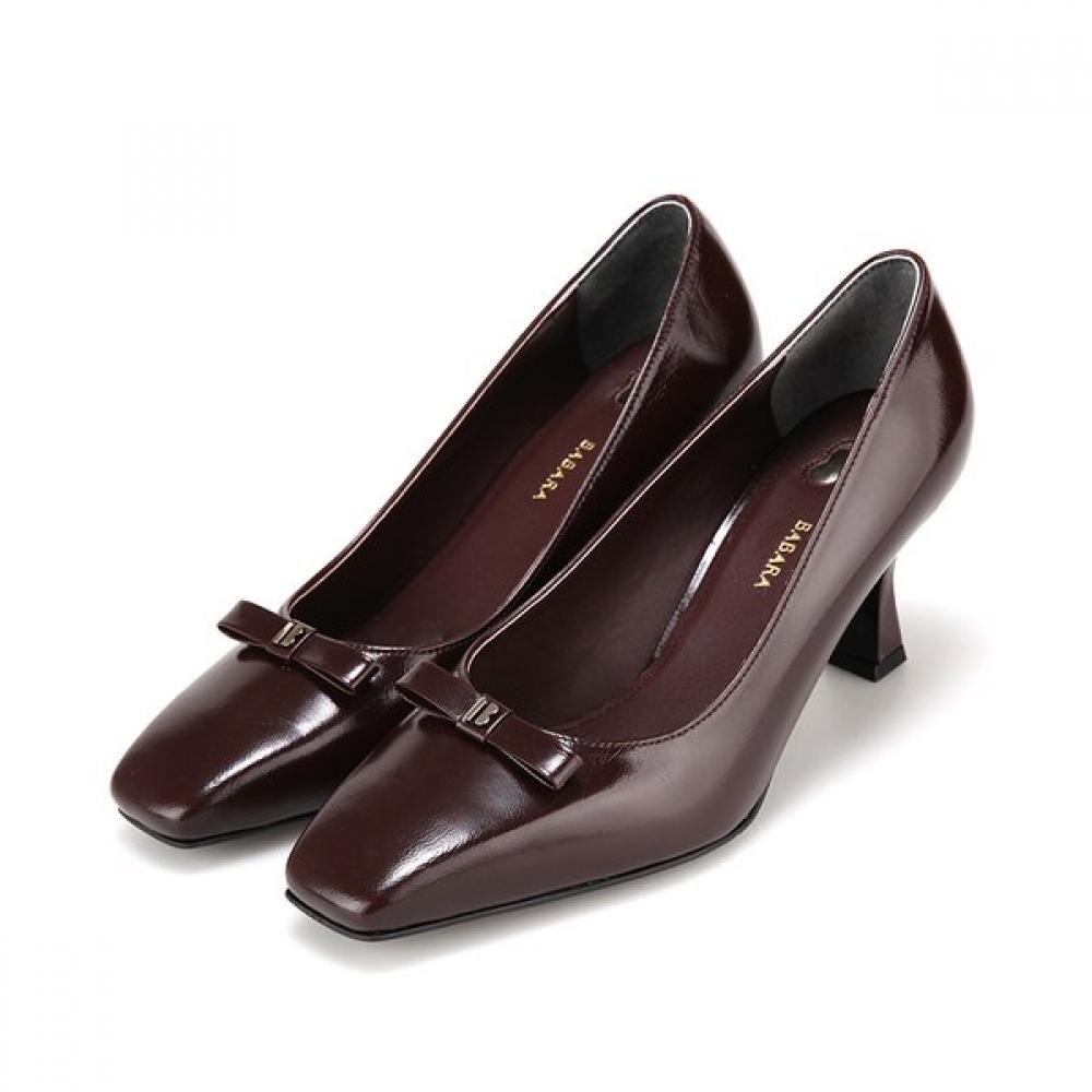Barbara Cowhide Glossy Square Toe 7cm Pumps Bbh702wn 250mm