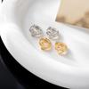 Double Love Heart Zircon Stud Earrings: Retro Micro-Inlay Design, Japanese-Korean Style, Simple Metal Accessories