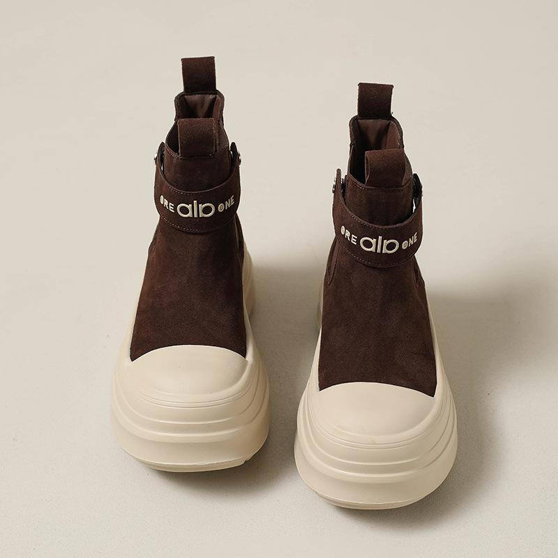 

Весна и осень 2025 новые ботинки на толстой подошве-маффине женские универсальные увеличивающие рост и стройнящие ботинки Мартина новые короткие модные повседневные ботинки 40