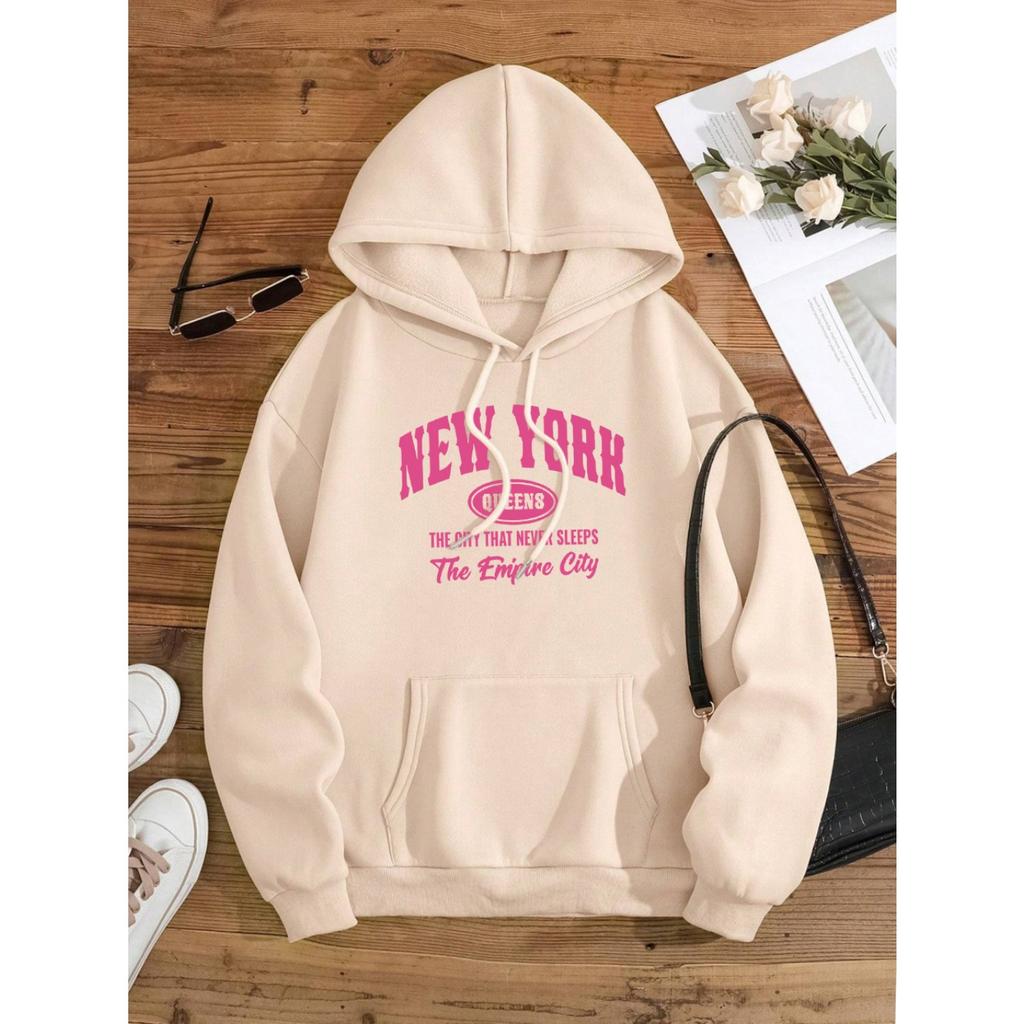 New York Queens Die Stadt, die niemals schläft Kapuzenpullover Herren Damen Kleidung Niedliche O-Ausschnitt Hoodies Street Lockeres Sweatshirt