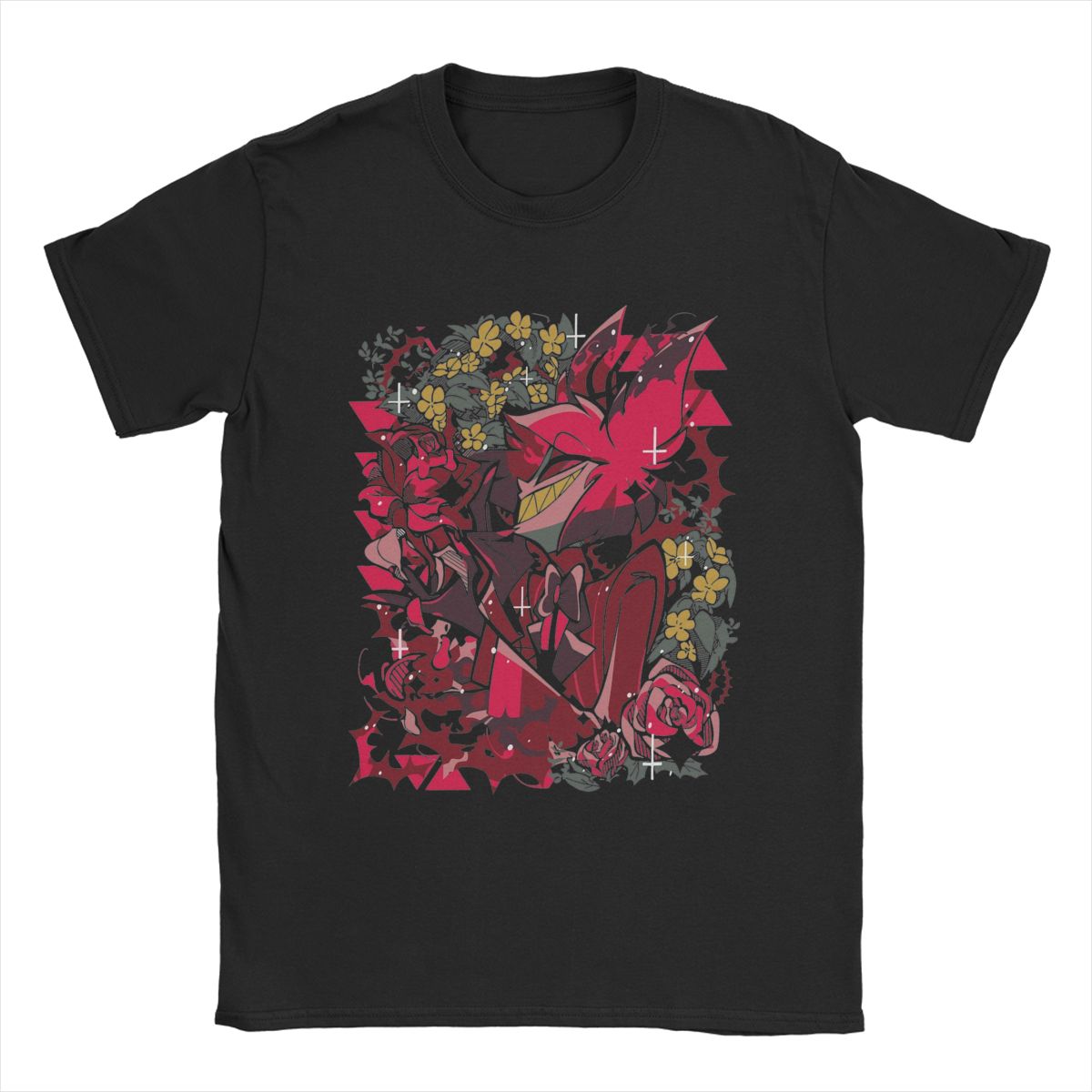 

Hazbins Hoteled Alastor Spring T-Shirt Men Novelty Tee Shirt Crewneck Short Sleeve T Shirt S чорний