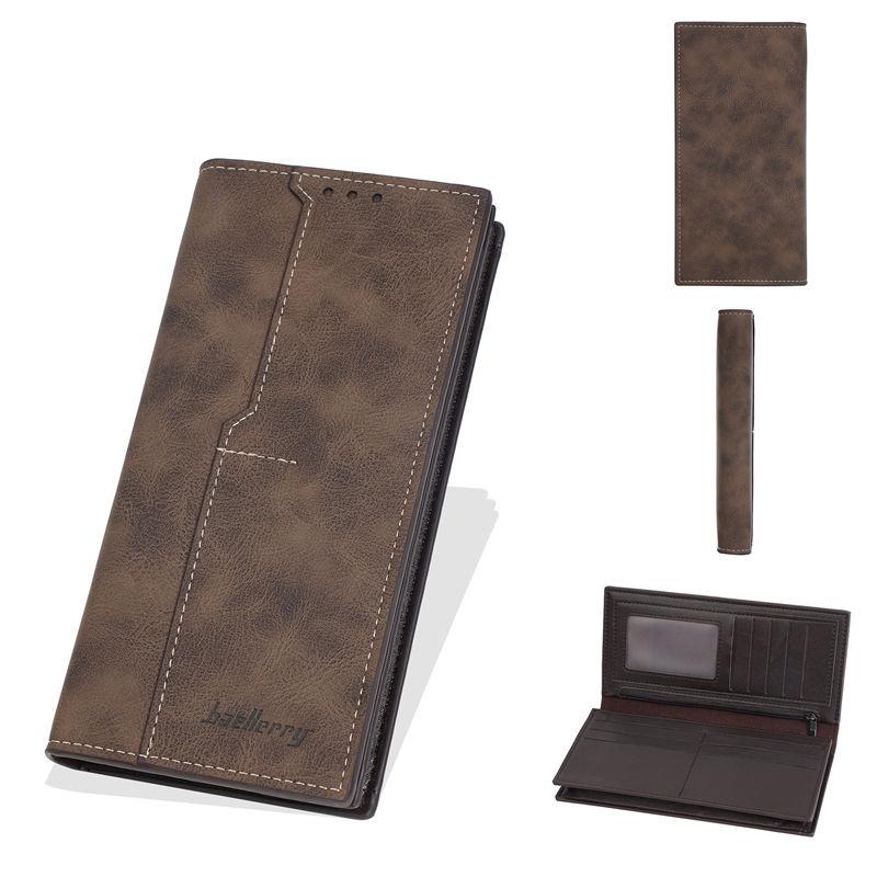 Baellerry RFID Anti Theft Protection Card Holder for Men Vintage Design Long Wallets Business Fashion Coin Purse Cash Bags GZW