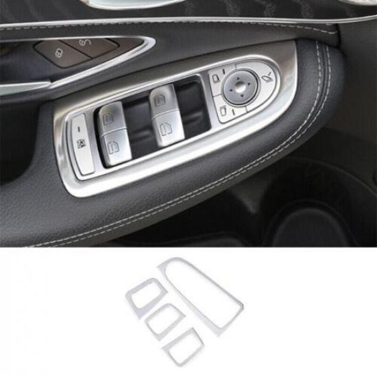 For Mercedes-Benz GLC 2016-2021 Steel Silver Window Lock Lift Panel Trim Frame