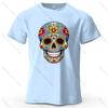Day of The Dead Skull Pattern Printed Short Sleeve Summer New Personalized Unisexs and Womens Casual Soft Skin Friendly Tshirt