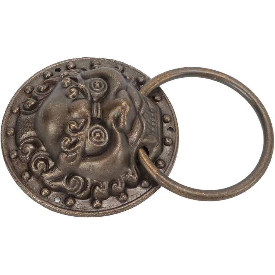 Tissting 3.7 x 5.5in Antique Bronze Lion Door Knocker,Antique Chinese Lion Head Door Rings Pull Handle Knobs for Decorate Doors,Window, Cabinets,