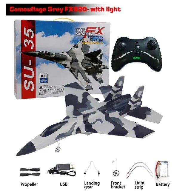 SU35 RC Plane FX620 FX820 2.4G Remote Control Flying Model Glider Airplane With LED Lights Aircraft Foam Toys For Children Gifts