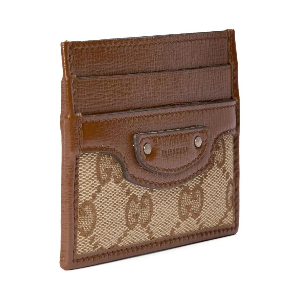 Gucci Zumi Logo Canvas And Leather Card Holder Unisex Card Holder Brown Ebony 681709-GY5SN-8563