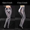 Plus Size Glossy Satin Pantyhose Women Sexy Open Crotch Tights  Pole Dance Clubwear Oil Shiny Opaque Fitness Leggings