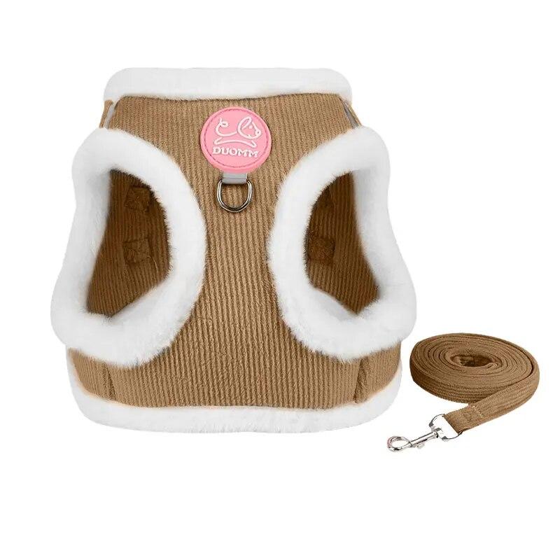 

Теплый светоотражающий комплект шлейки и поводка для кошек, регулируемый жилет для домашних животных, шлейка для щенков, поводок для прогулок, аксессуары для кошек M хаки