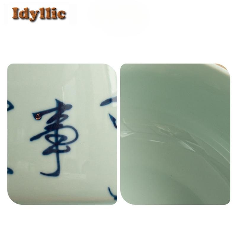 1400ml Hand-painted Poetry And Prose Jianshui Boutique Tea Wash Bowl Writing-brush Washer Tea Residue Bucket Chaxi Collection