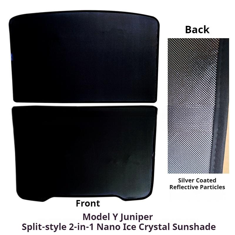 For Tesla Model 3/Y Model 3 Highland Model Y Juniper 2025+ Ice Cloth Buckle Glass Roof Sunshade Car Front Rear Sunroof Skylight