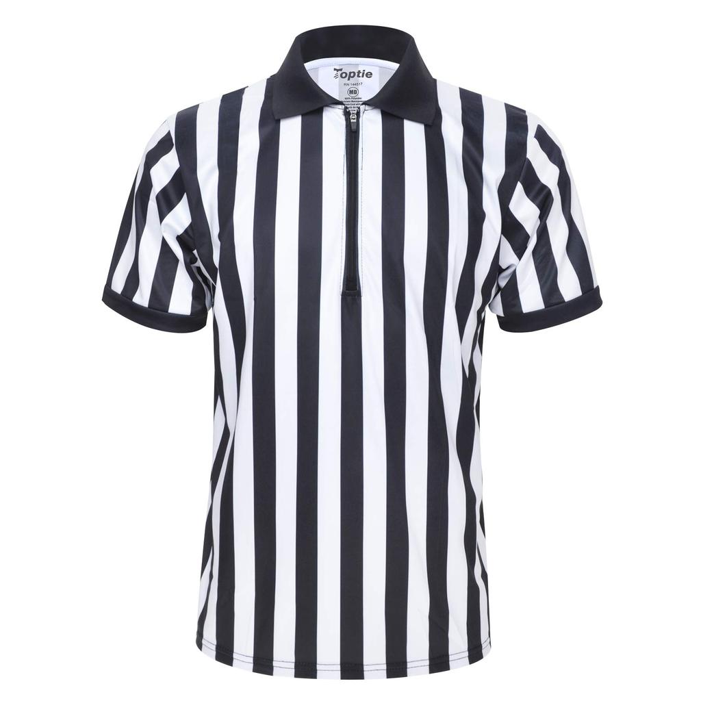 [Top Tie] Men's Referee Uniform, Short-Sleeve Shirt, Sweat-Wicking, Quick-Drying, Lightweight, with Zipper, for Soccer, Basketball, and Other Sports -