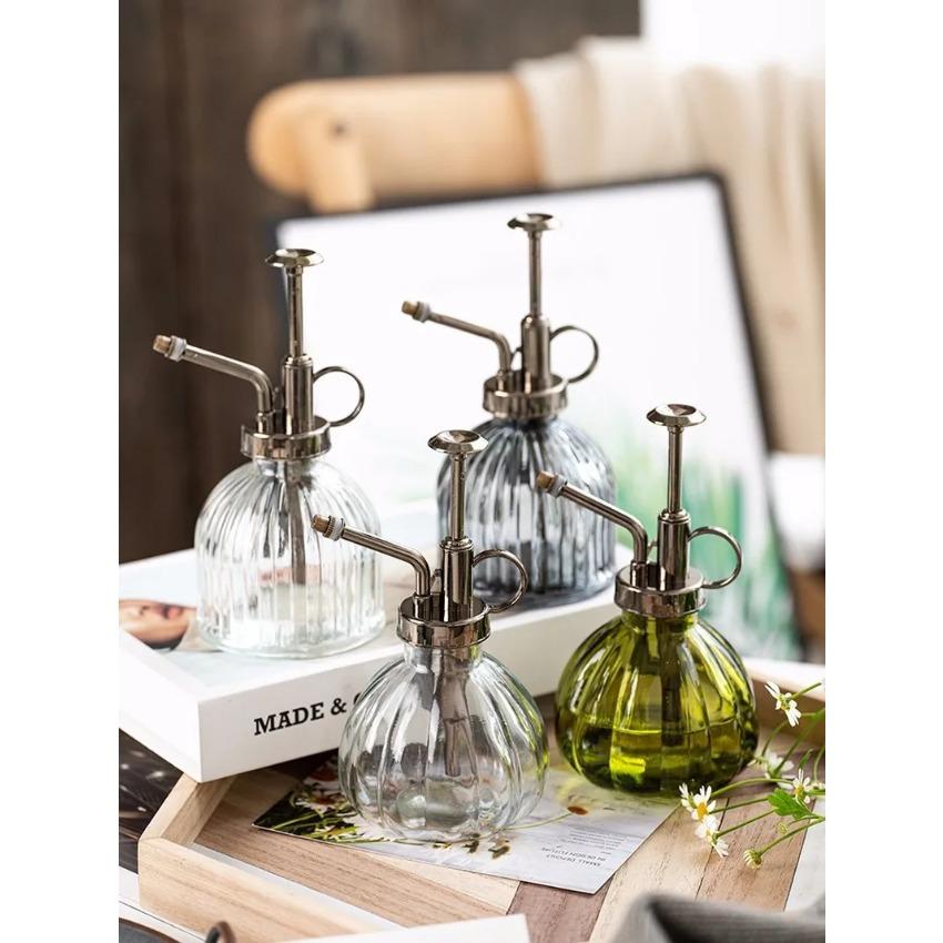 Glass Embossed Air Pressure Gardening Small Watering Can Disinfection Watering Bottle Household Glass Spray Bottle