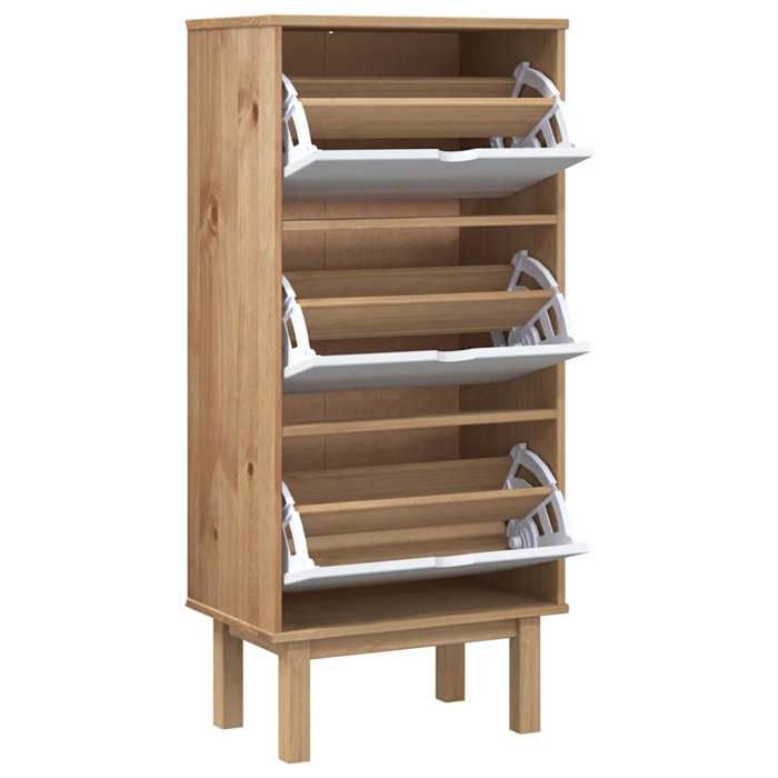 VidaXL Armoire à chaussures OTTA et 3 tiroirs Marron et blanc Bois pin 351311