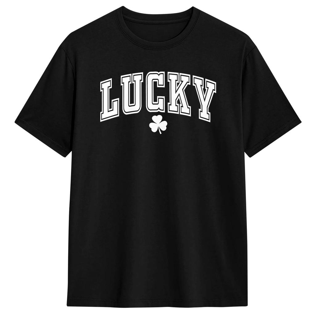 Vintage T Shirt Summer St Pattys Day Lucky Shamrock St Patricks Day Novelty TShirts Cotton Tshirt Unisex Retro Short Sleeve Tees