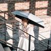 estaa Sun and Rain Floral Gingham Heat Sun UV Sax Blue (Esta) Women's Parasol, Umbrella, Foldable, Compact, Pattern, Shielding, Protection, Cut, 50cm,