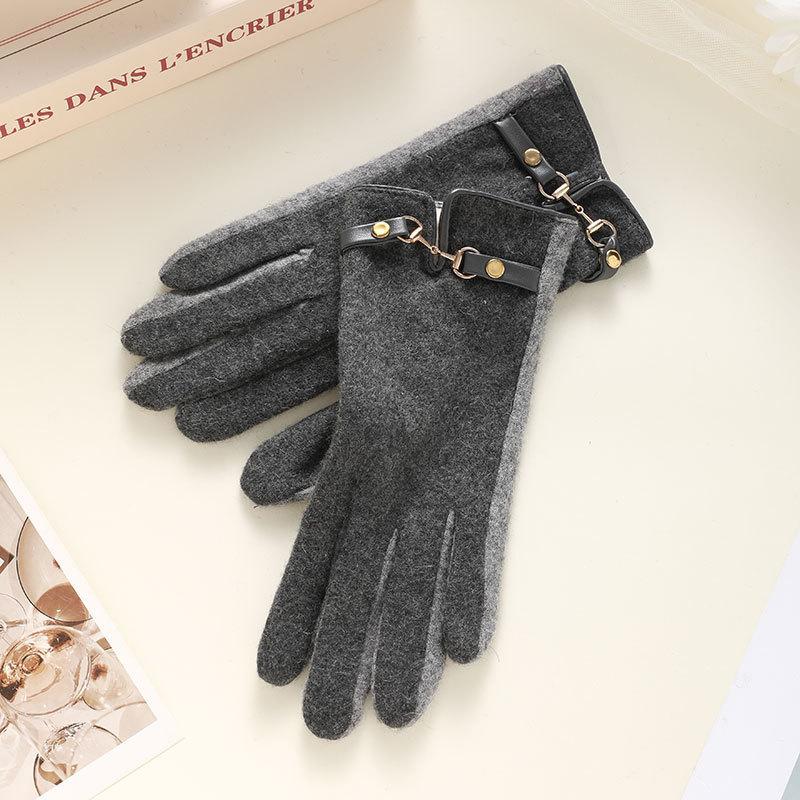 Cashmere Thermal Gloves for Women's Autumn and Winter Touch Screen Sub-fingers Korean Version of Fashion