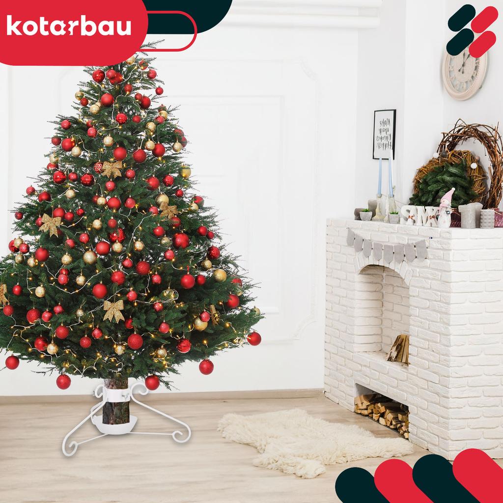 KOTARBAU® Metal Christmas Tree Stand with Water Container, Wrapped, Decorative, White, 52 x 23 cm